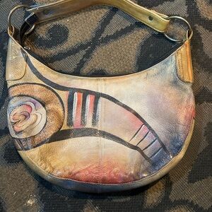 Anuschka Brown and Tan Artistic Hobo Bag